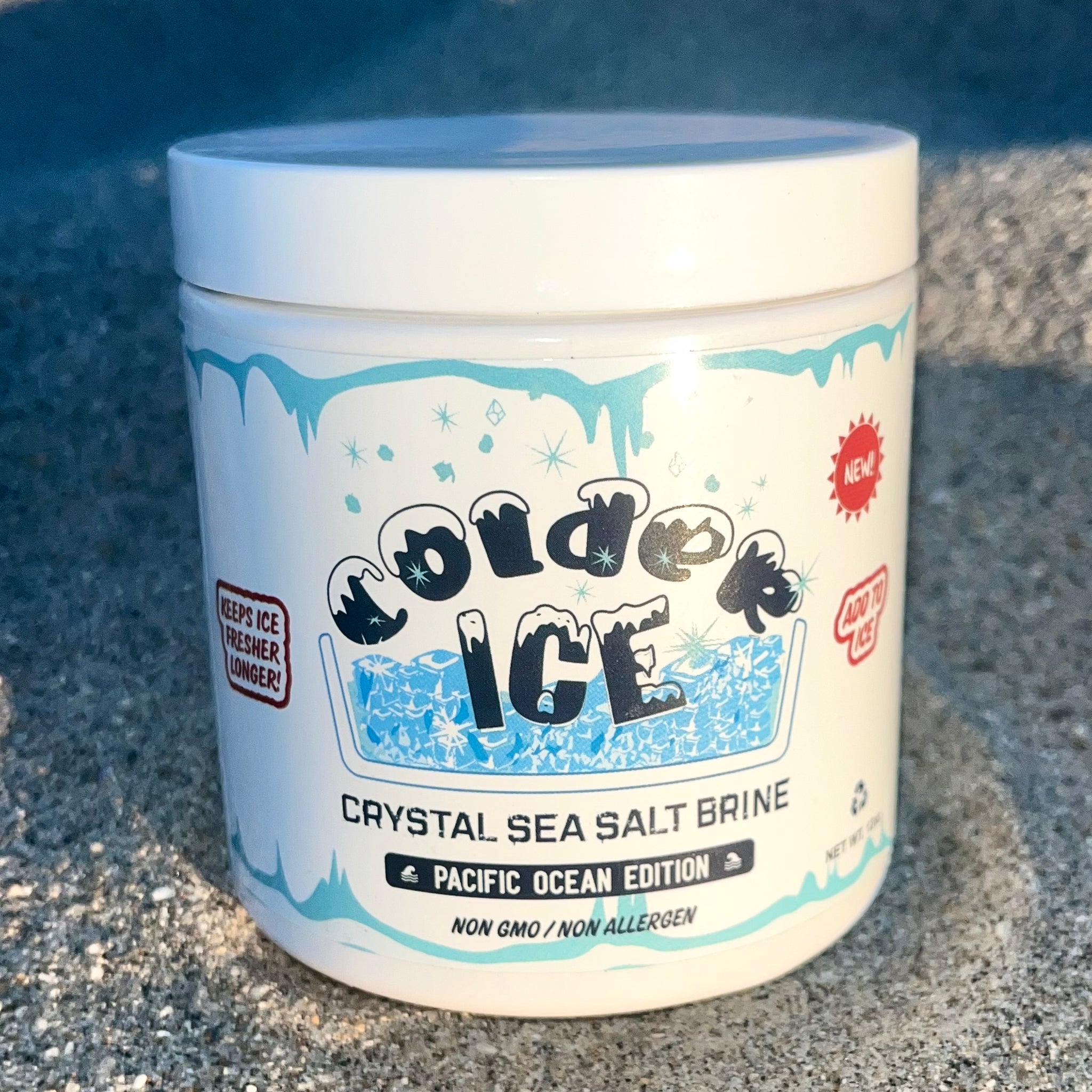 Colder Ice Pacific Ocean Edition 12oz Brine, Ice Additive for Coolers, Bags, Boats, Fishing, Camping, Traveling, Party, Lake
