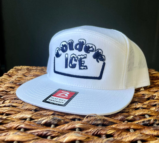 Colder Ice 7 Panel Hat, White Hat, Richardson Snap Back, New Style
