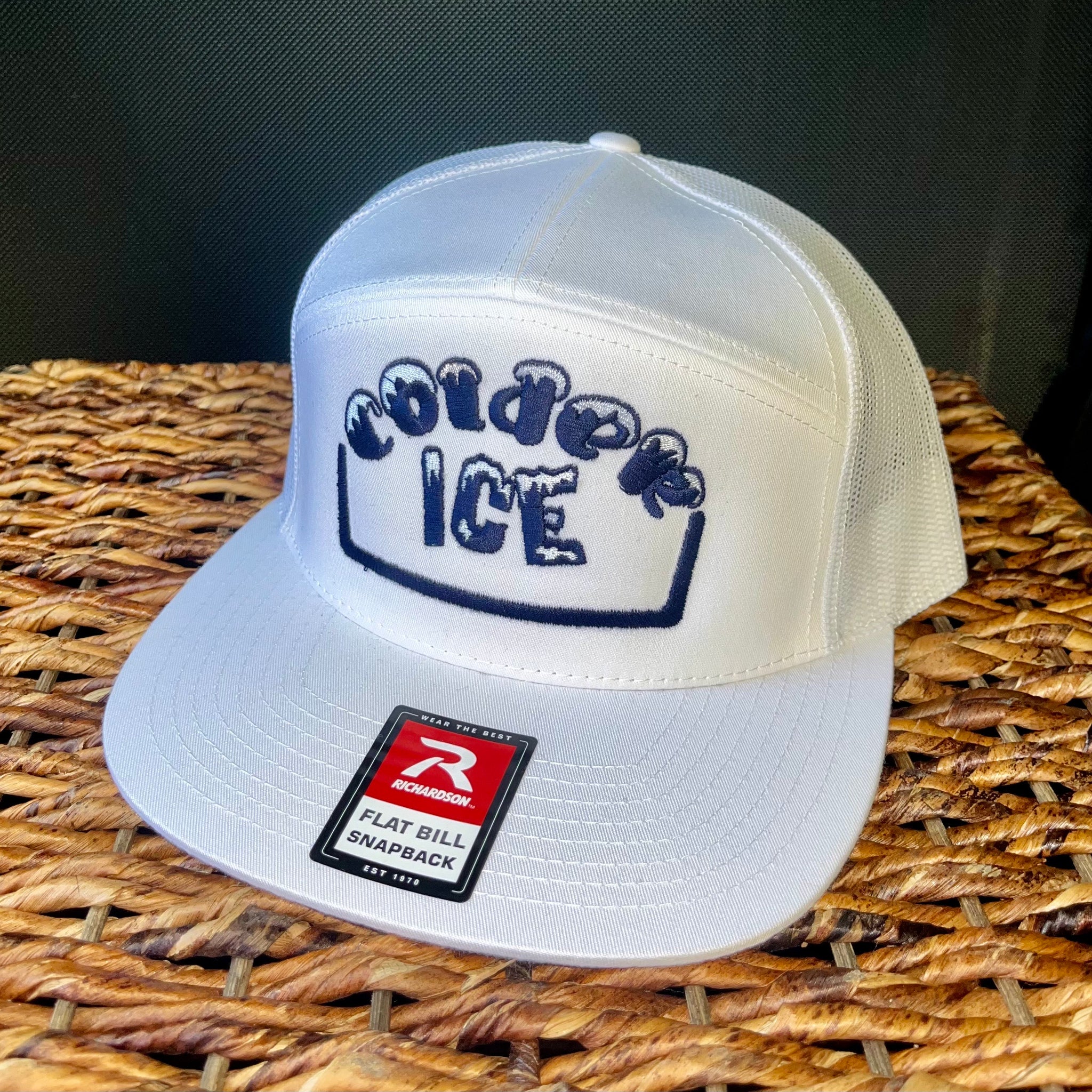 Colder Ice 7 Panel Hat, White Hat, Richardson Snap Back, New Style